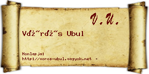Vörös Ubul névjegykártya